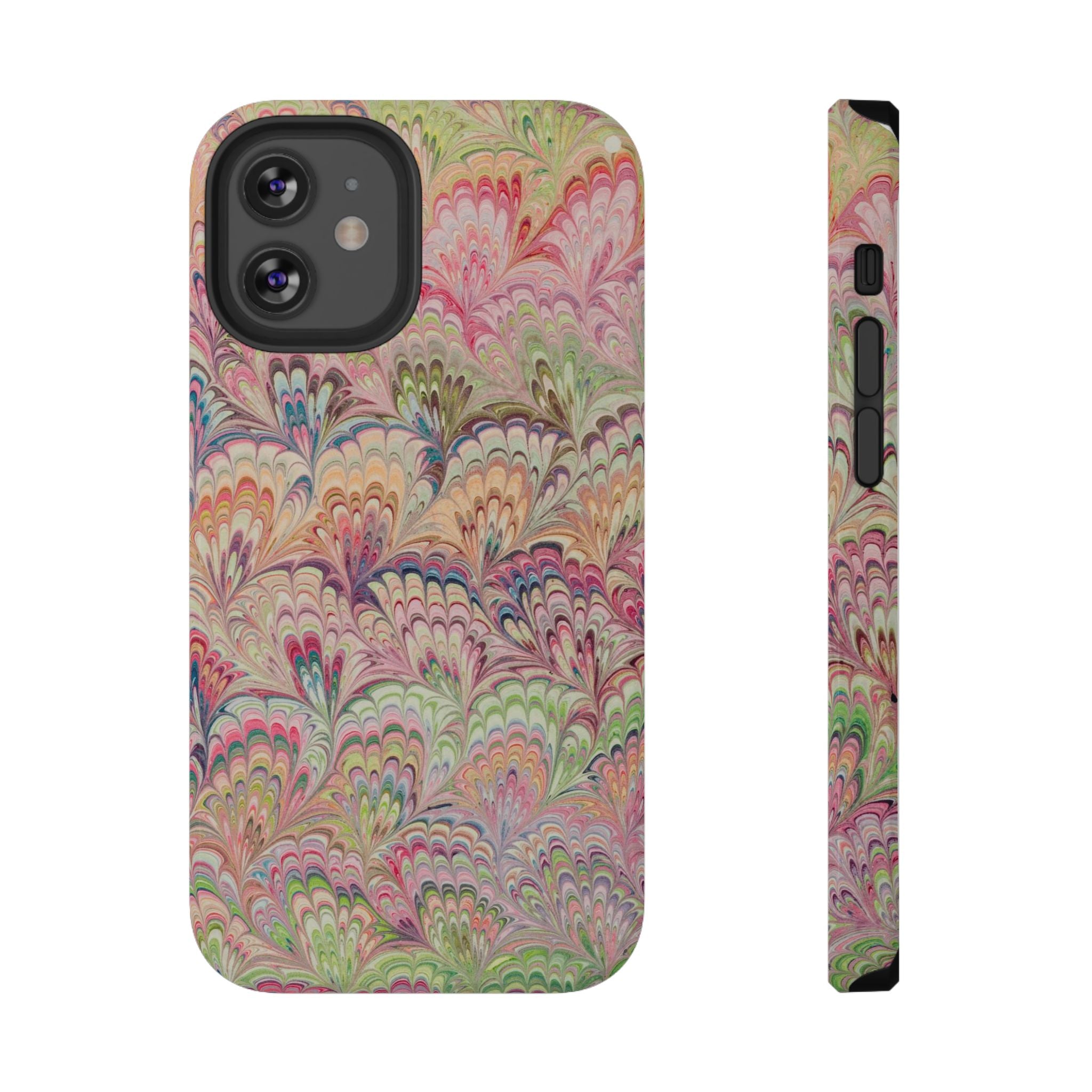 Marbled Pastel Pink and Green Impact-Resistant Phone Case for Apple + Samsung