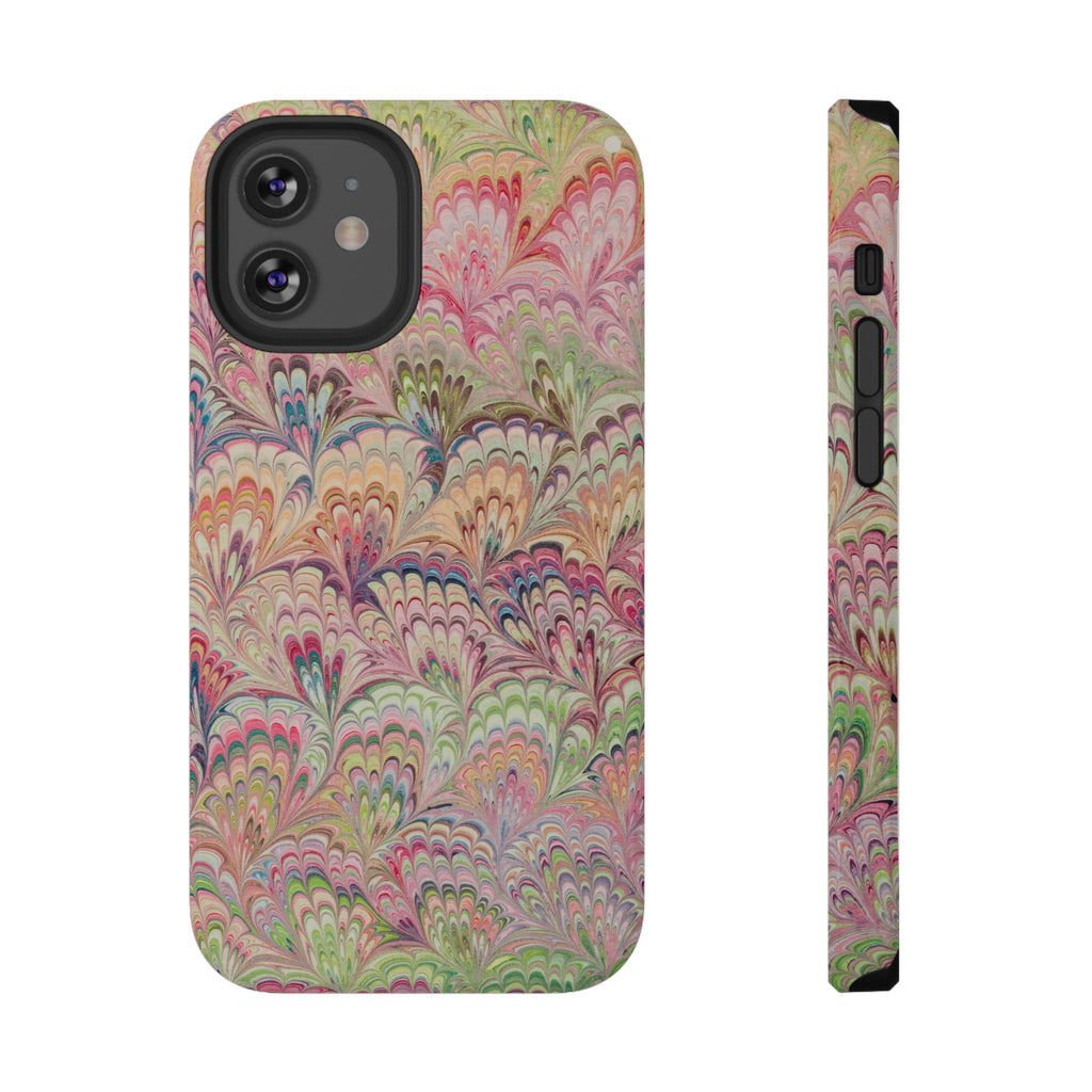 Marbled Pastel Pink and Green Impact-Resistant Phone Case for Apple + Samsung