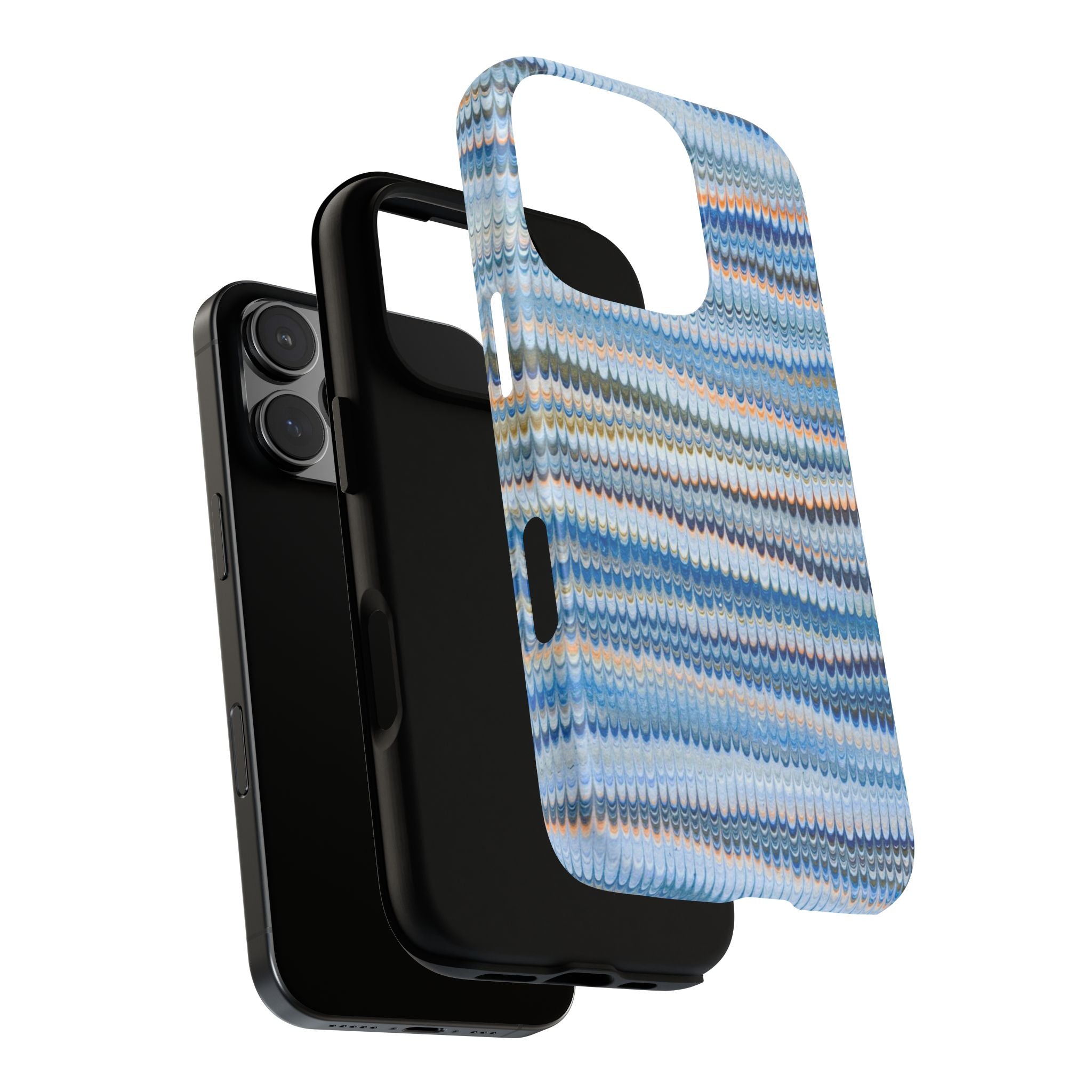 Blue Marbled Phone Cases iPhone 16 + Samsung + Apple + Google - all models, Vintage Marbled Design - Tough Cases