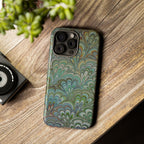 Green Marbled Peacock Durable Phone Case - Matte or Glossy