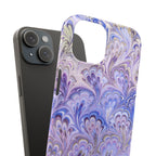 Marbled Feather Lavender + Purple Swirl - Single Layer Slim Phone Case