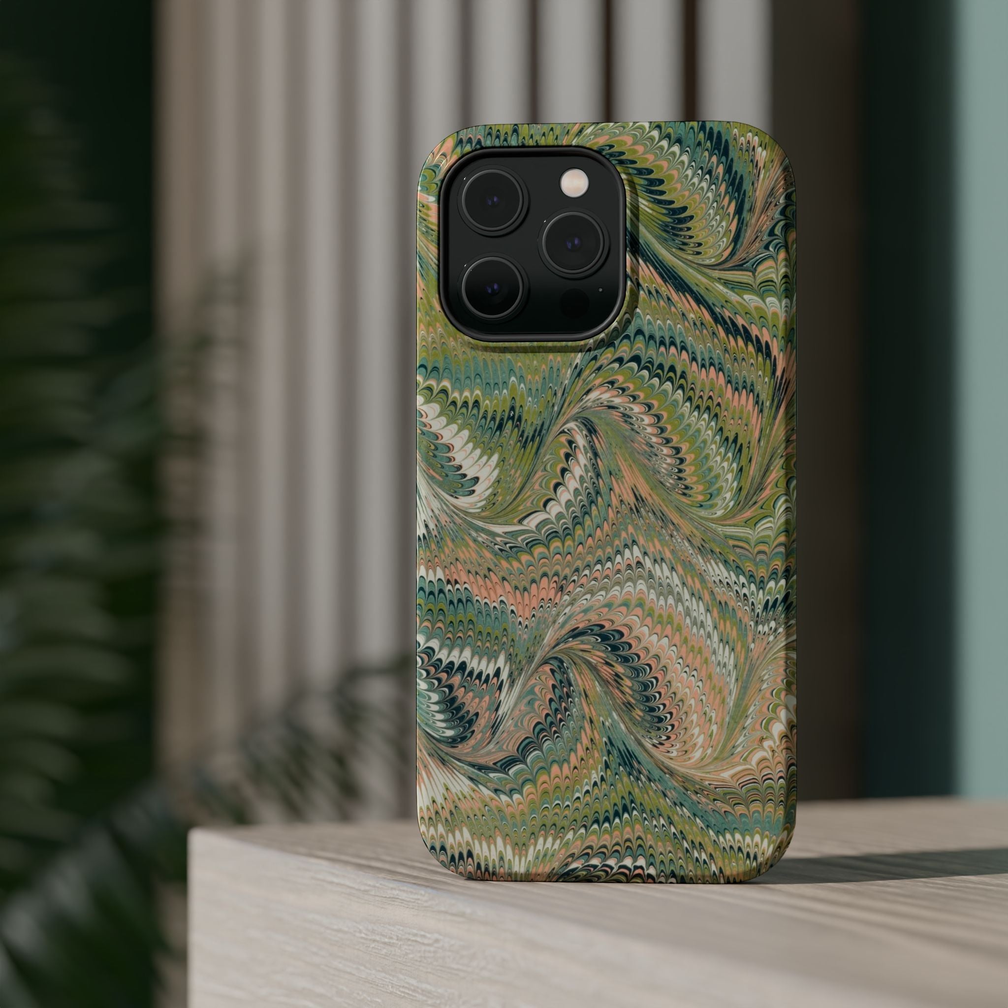 Green Pastel Italian Marble Design Magnetic MAG SAFE High Impact iPhone Cases