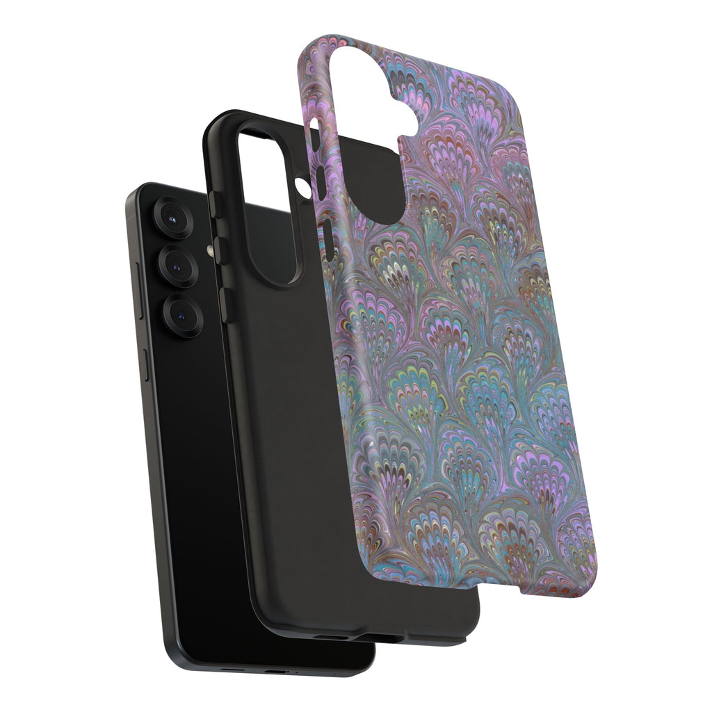 Lavender Marbled Peacock Durable Phone Case - Matte or Glossy