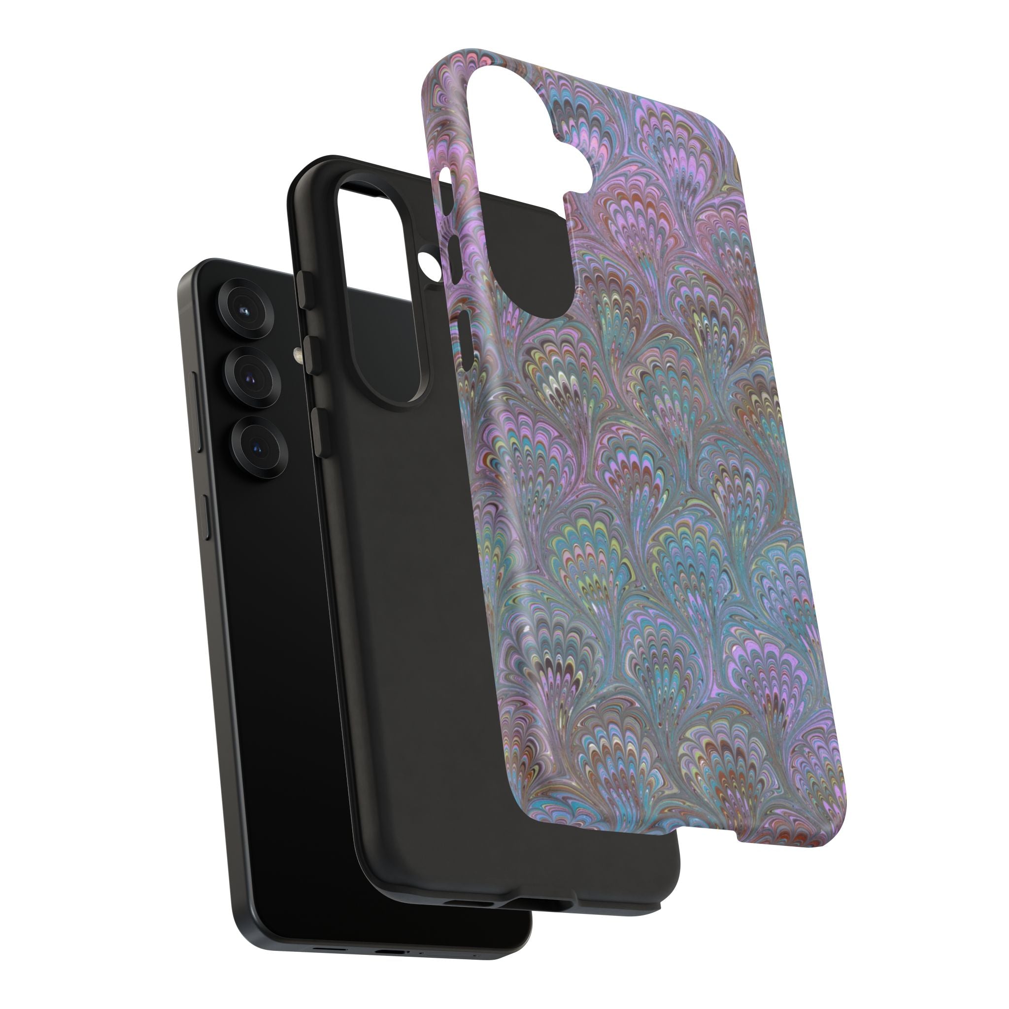 Lavender Marbled Peacock Durable Phone Case - Matte or Glossy