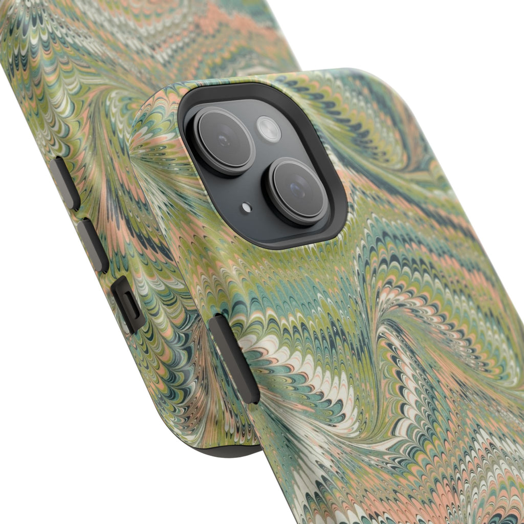 Green Pastel Italian Marble Design Magnetic MAG SAFE High Impact iPhone Cases