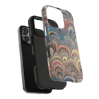 Marbled Peacock Feather Tough Phone Case — Durable Artistic Pattern Protective Cover