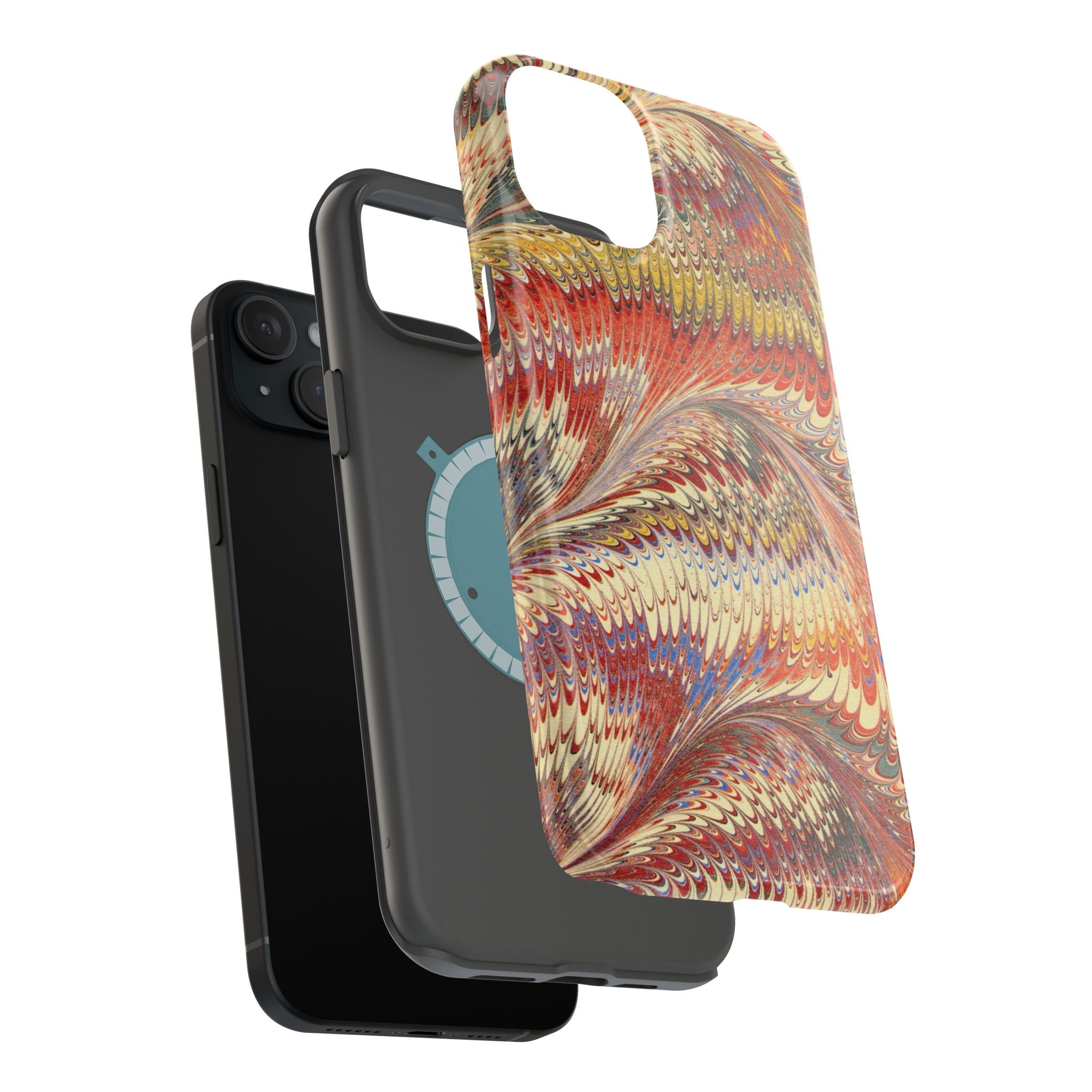 Rust + Gold Italian Marbled Design Magnetic MAG SAFE - Dual Layer Case - Glossy or Matte