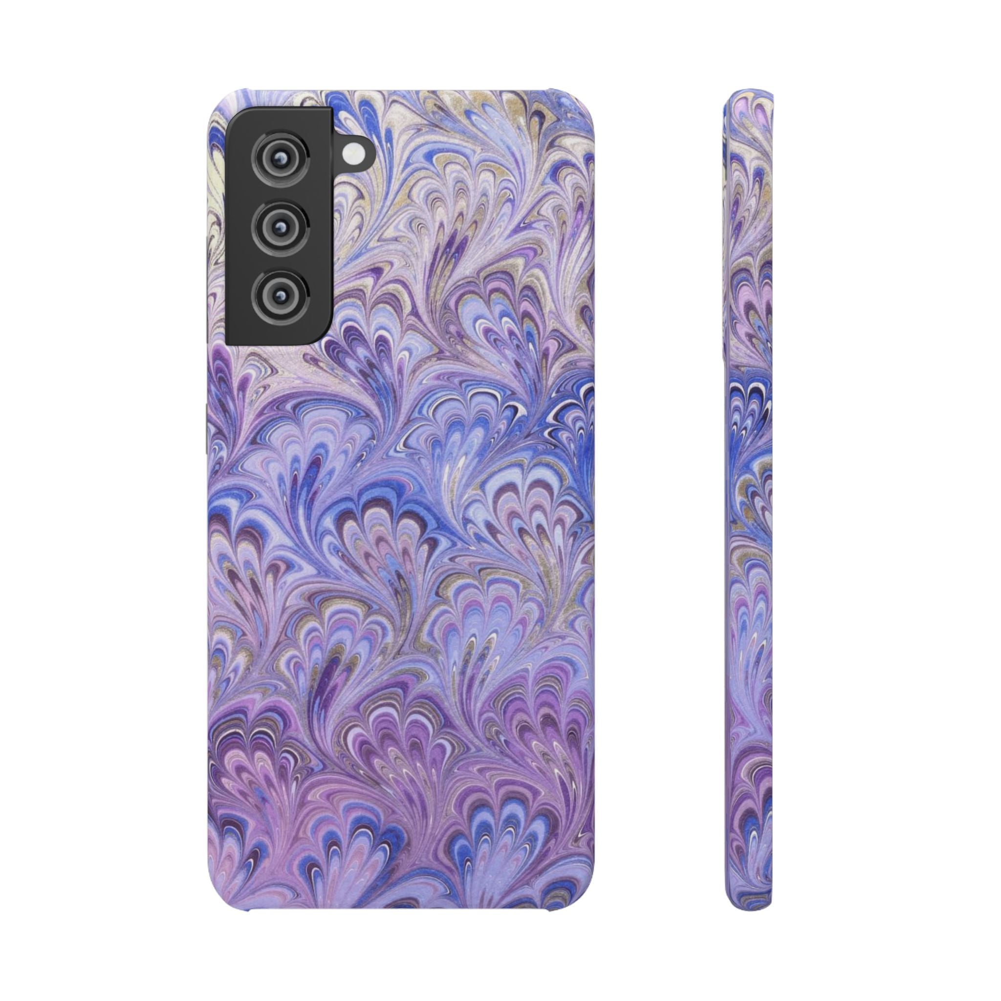 Marbled Feather Lavender + Purple Swirl - Single Layer Slim Phone Case