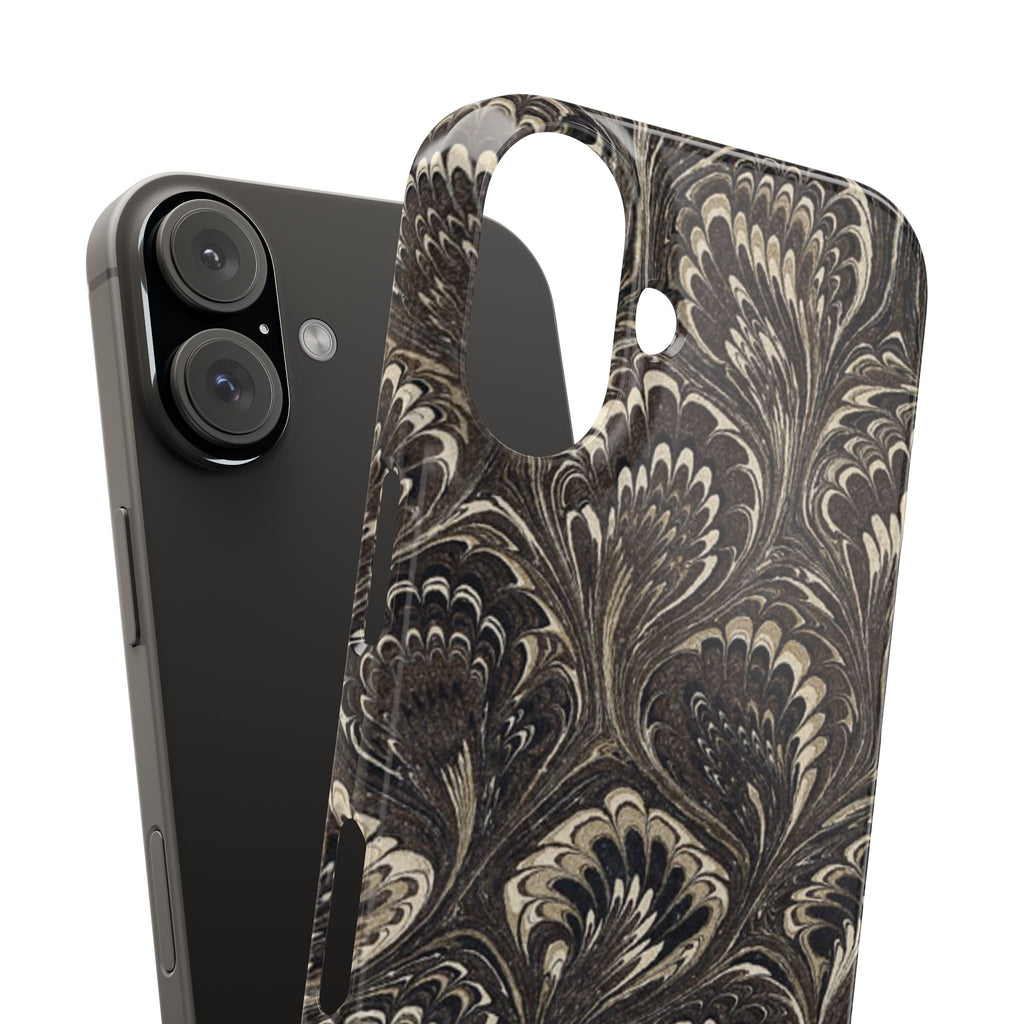 Black Italian Marble Design Slim iPhone 17 + all models Phone Cases