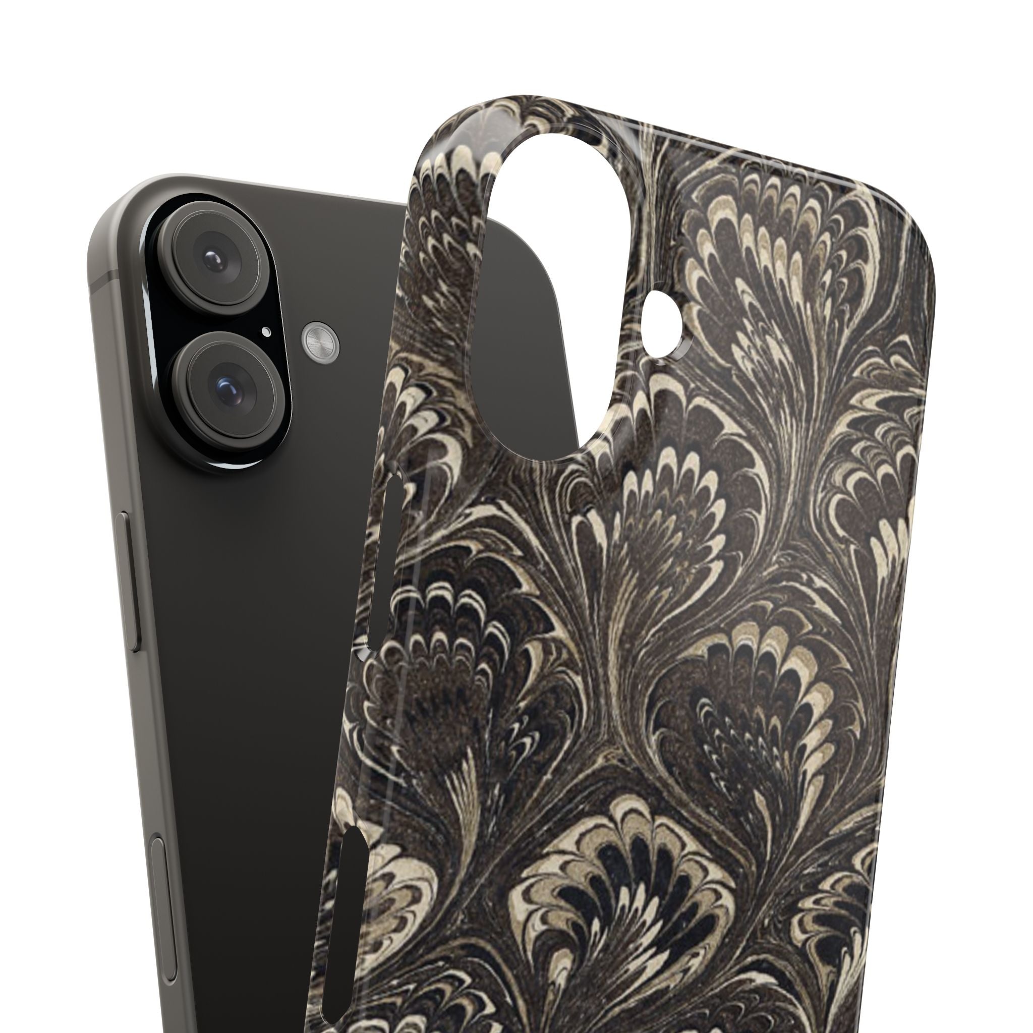 Black Italian Marble Design Slim iPhone 17 + all models Phone Cases