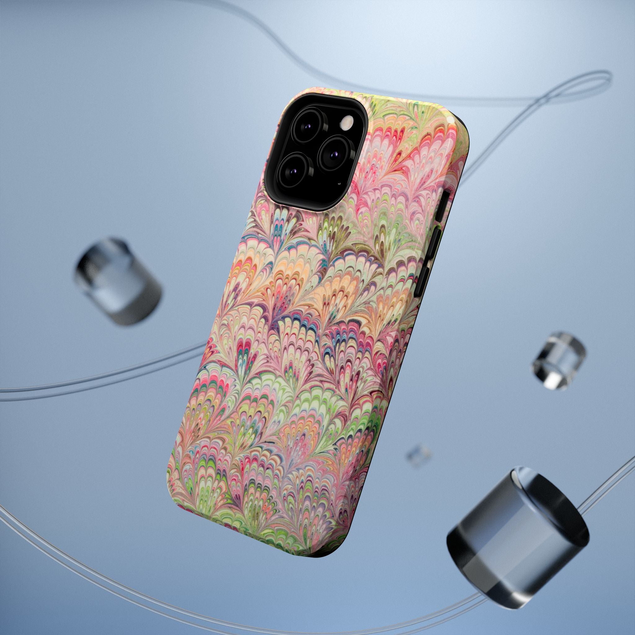 Marbled Pastel Pink and Green Impact-Resistant Phone Case for Apple + Samsung