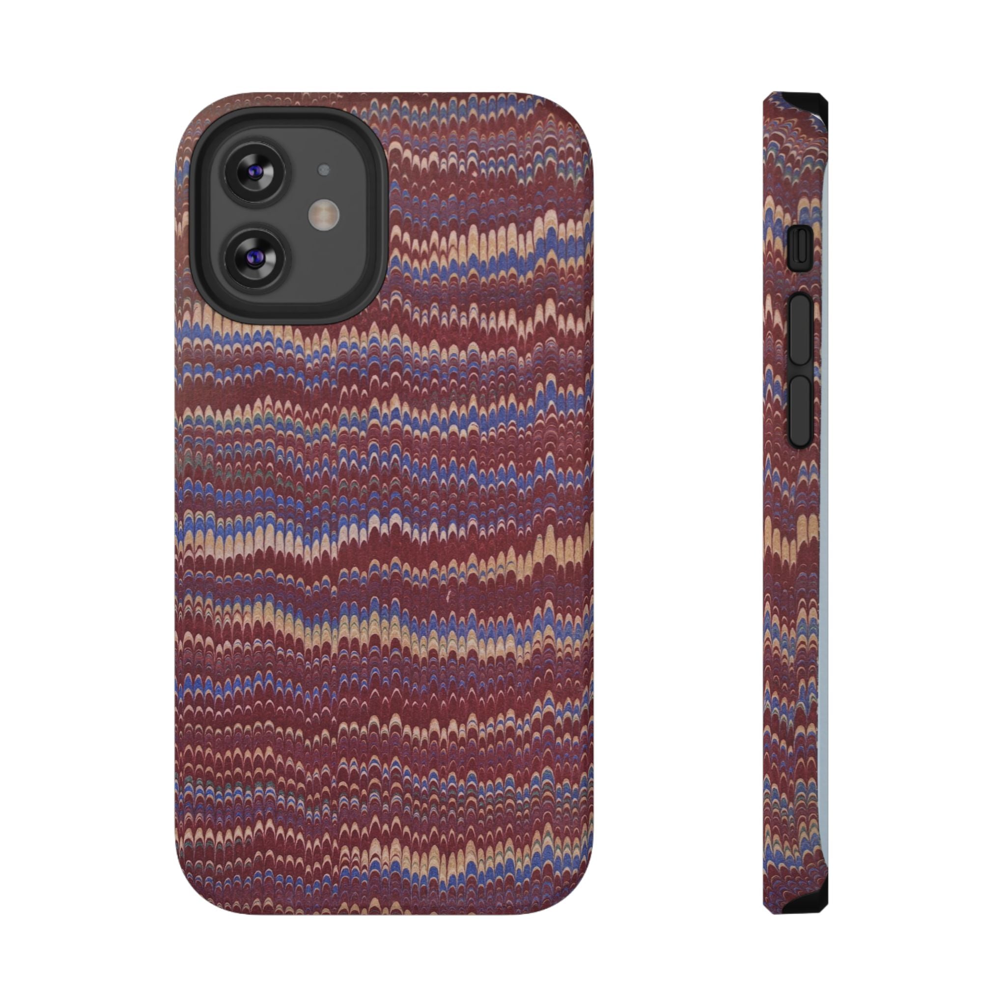 Burgundy and Blue Hues Italian Vintage Marble Design Phone Case for Apple + Samsung