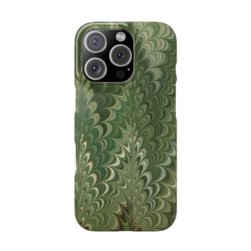Deep Green Cheveron Marbled Phone Case - Single Layer Slim Case