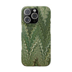 Deep Green Cheveron Marbled Phone Case - Single Layer Slim Case