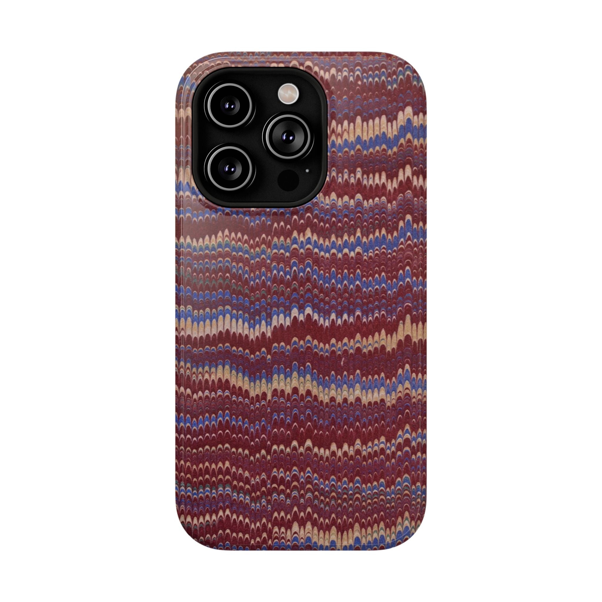 Burgundy and Blue Hues Italian Vintage Marble Design Phone Case for Apple + Samsung