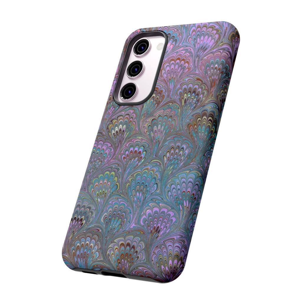 Lavender Marbled Peacock Durable Phone Case - Matte or Glossy