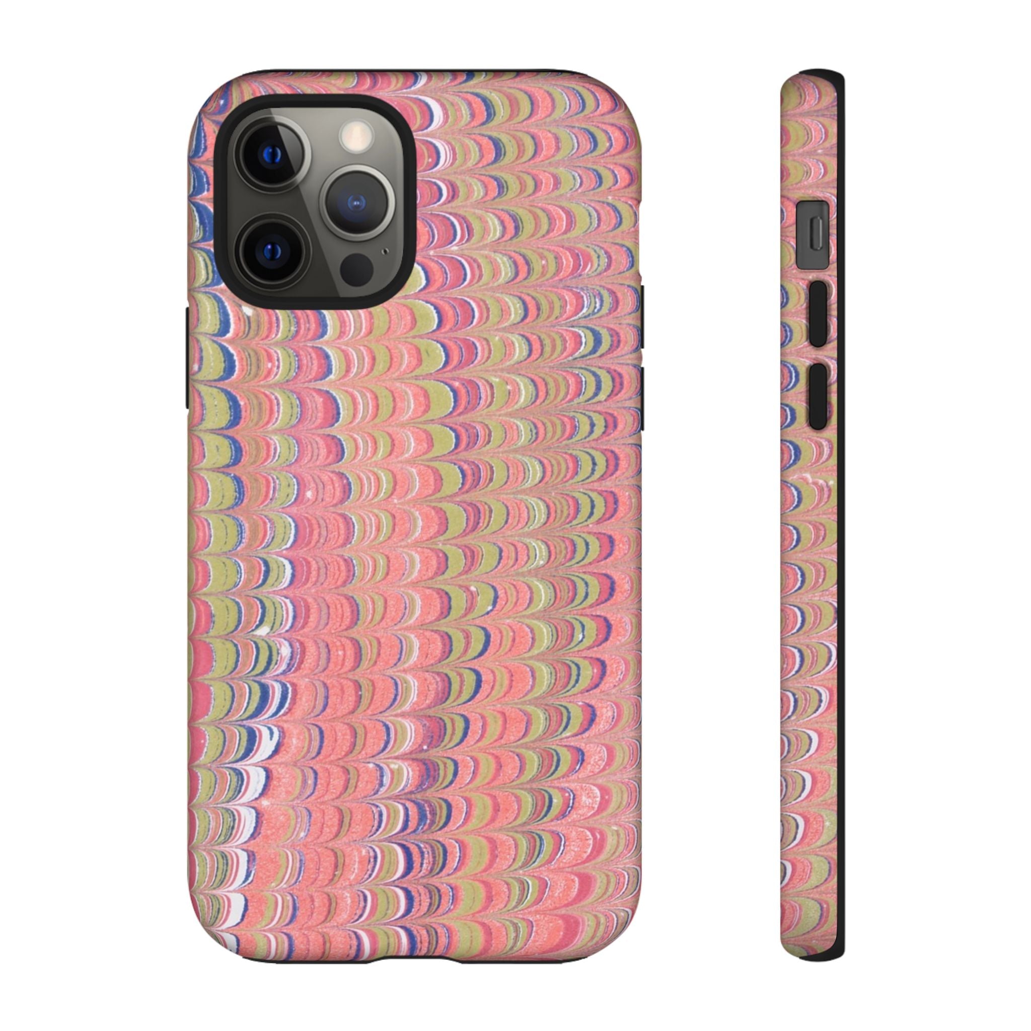 Pink Pastels Feather Marbled Vintage Design iPhone 16 + Samsung + Apple + Google - all models
