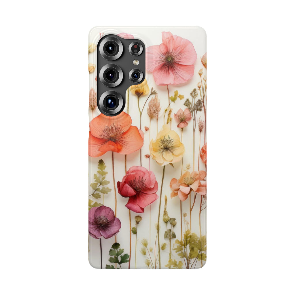 Pink Floral Pressed Flowers - Slim Case