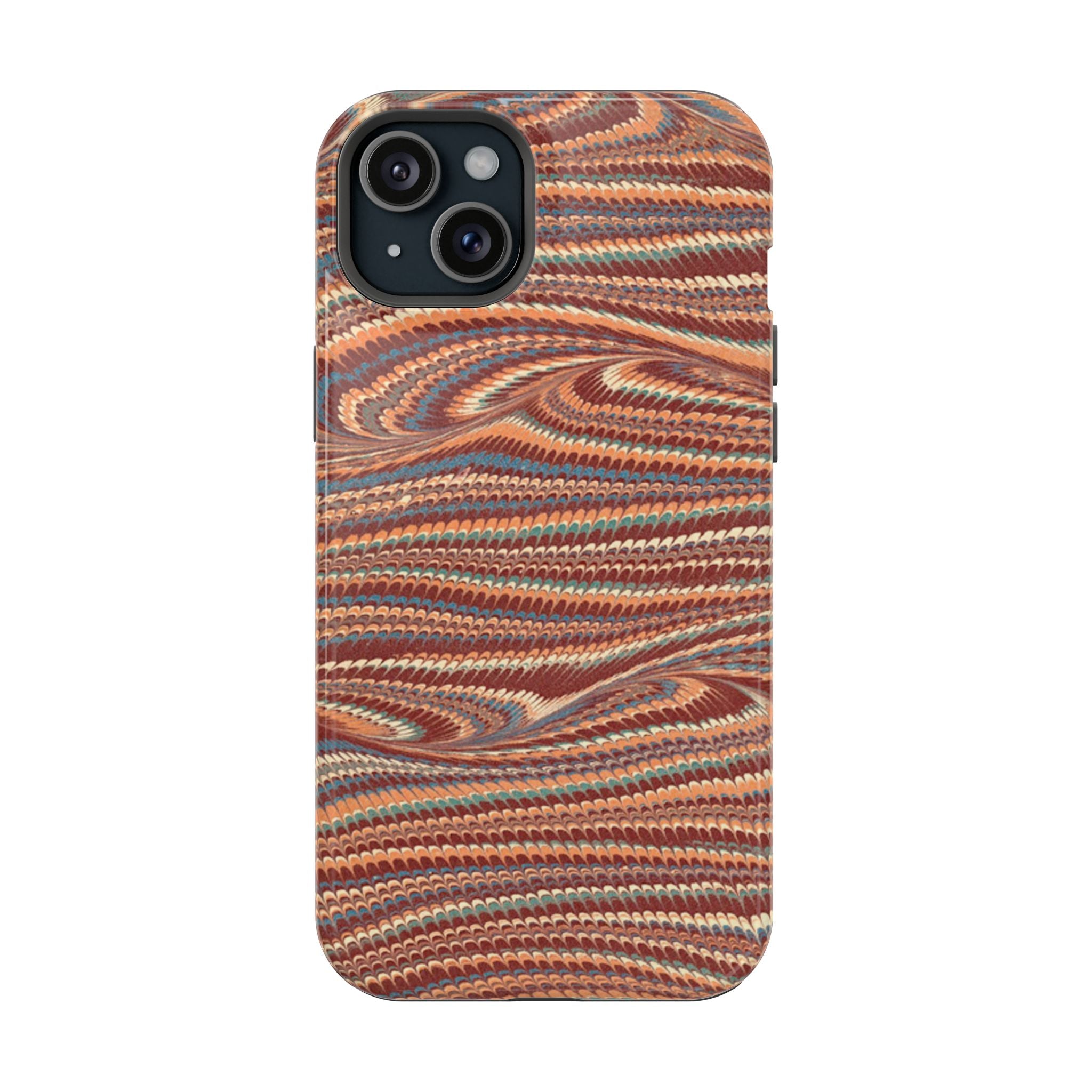 Neutrals Burgundy, Beige, Rust Hues Italian Vintage Marble Design Phone Case for Apple + Samsung