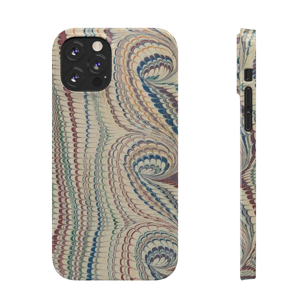 Italian Vintage Marbled Paper Design on iPhone Cases, Artistic Protection for Your Device in Elegant Beige, Blue, Burgundy