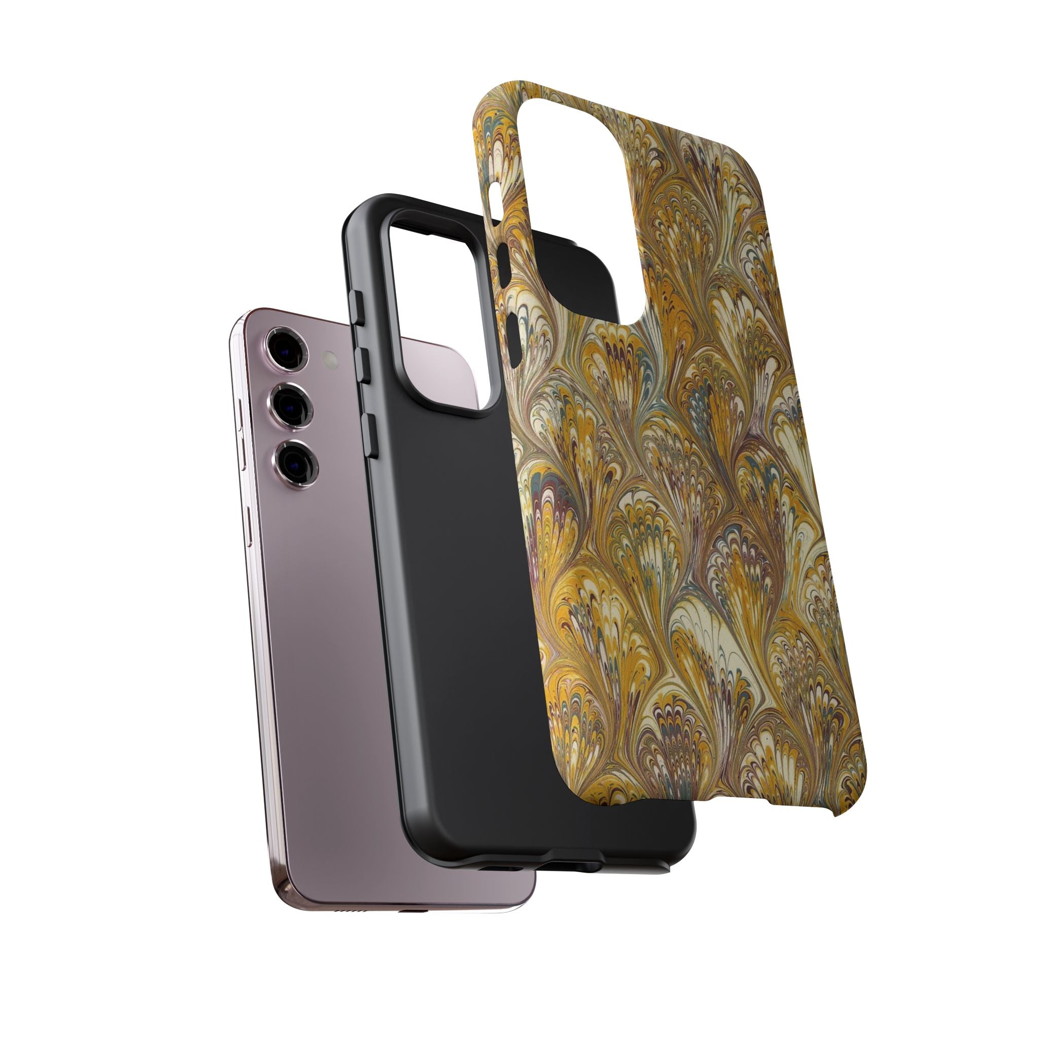 Golden Yellow Marbled Italian Phone Case - Dual Layer - Matte or Glossy