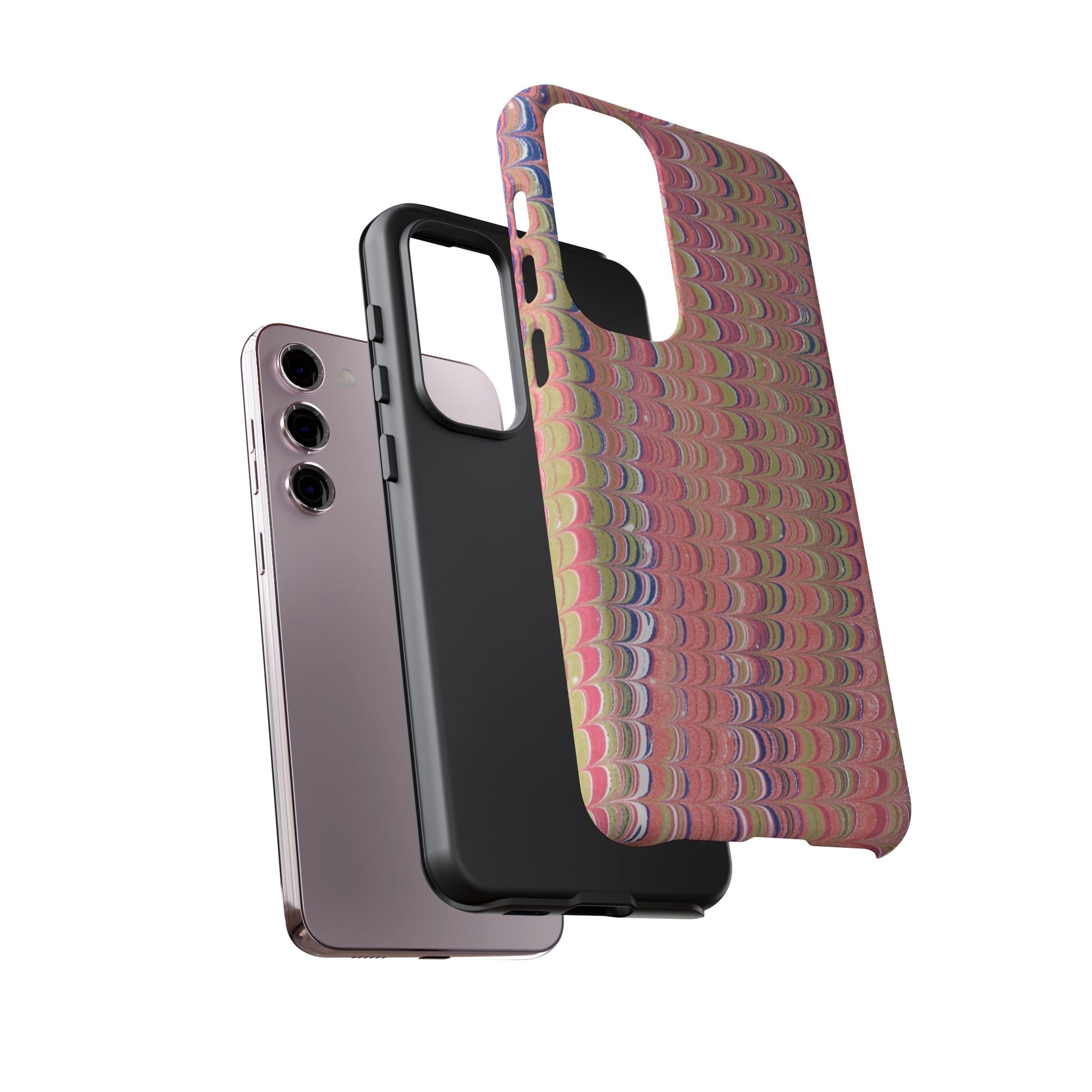 Pink Pastels Feather Marbled Vintage Design iPhone 16 + Samsung + Apple + Google - all models