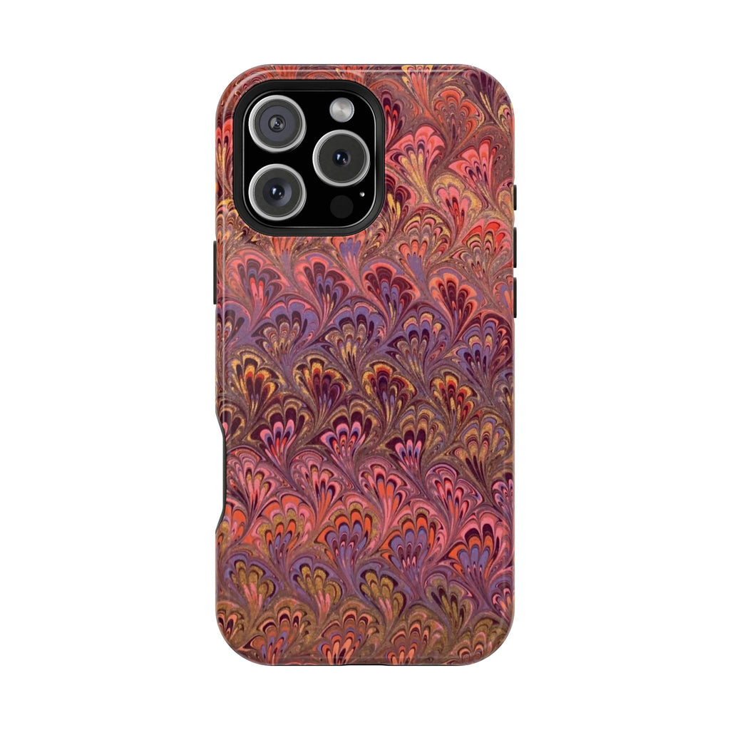 MagSafe Marble iPhone Case — Red, Burgundy, Lavender & Gold Impact-Resistant