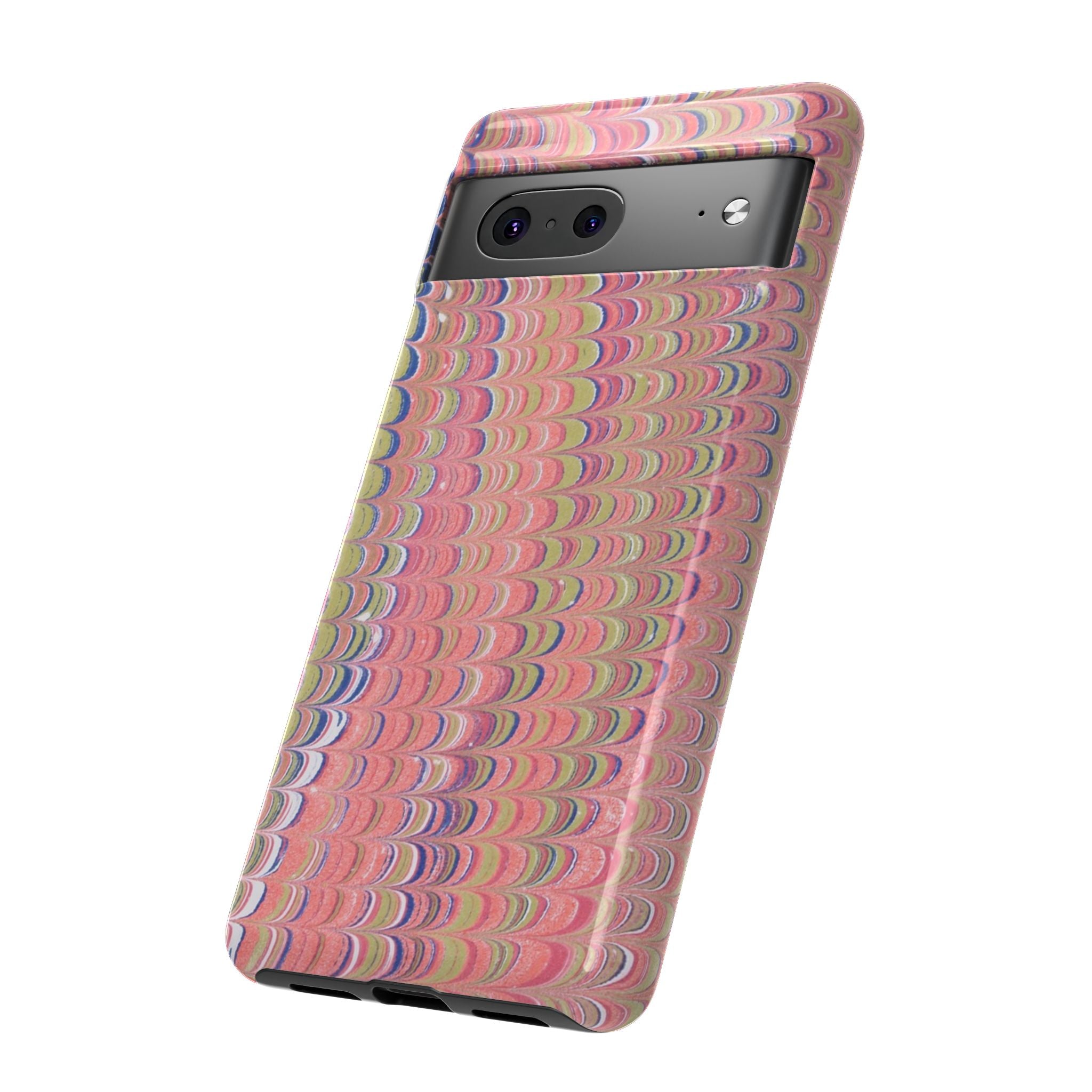Pink Pastels Feather Marbled Vintage Design iPhone 16 + Samsung + Apple + Google - all models