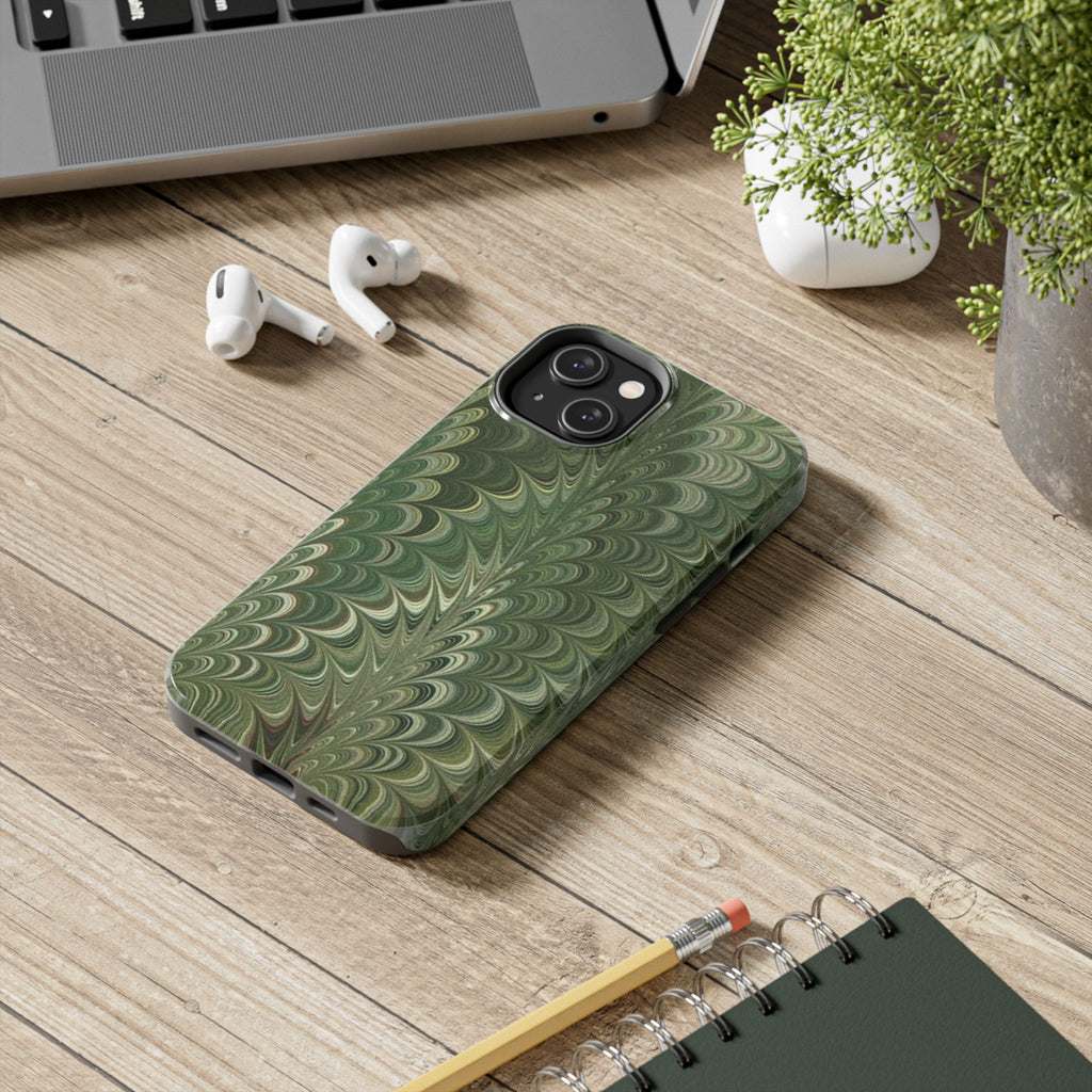 Deep Green Marble Italian Tough Phone Case — Durable Marbled Phone Case