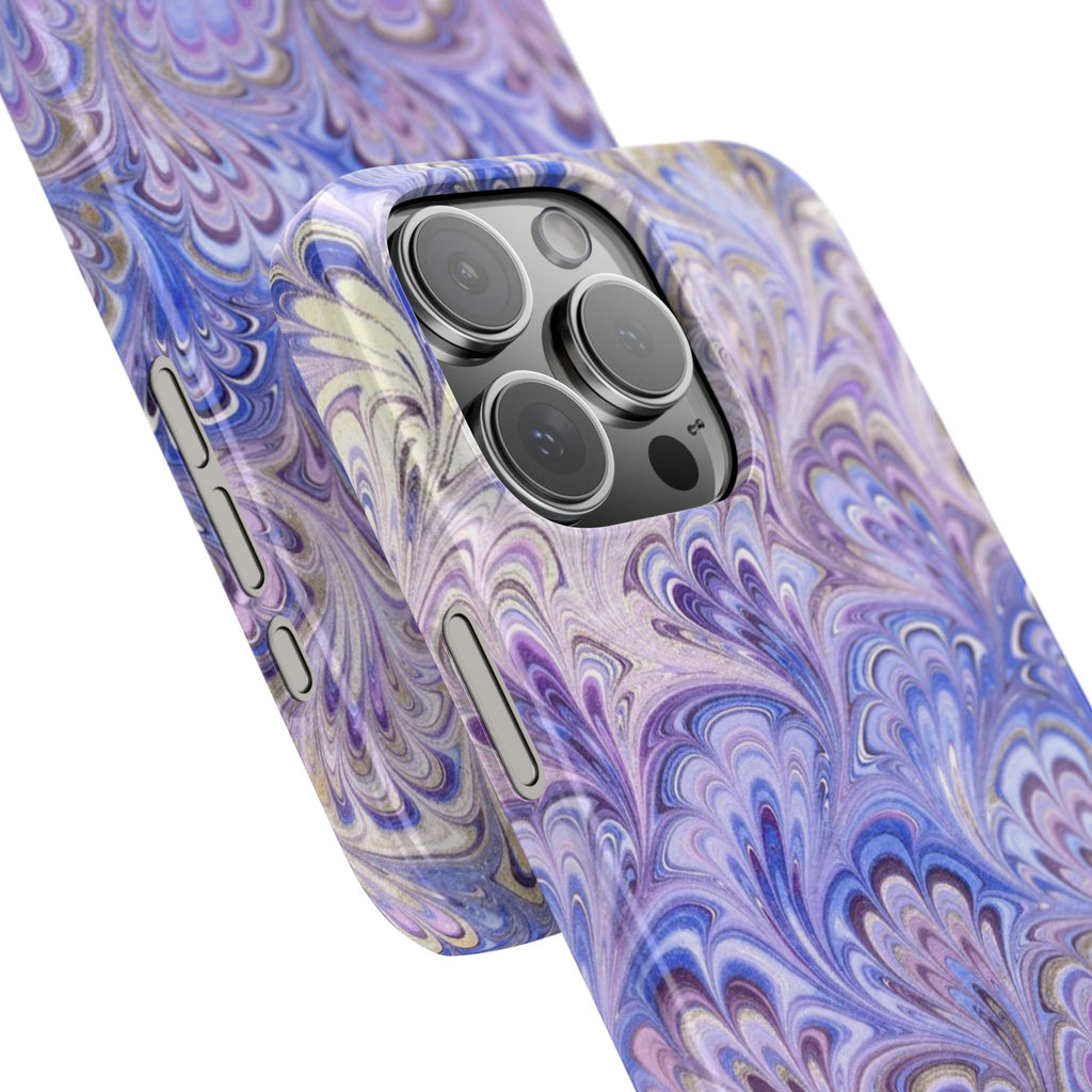 Marbled Feather Lavender + Purple Swirl - Single Layer Slim Phone Case