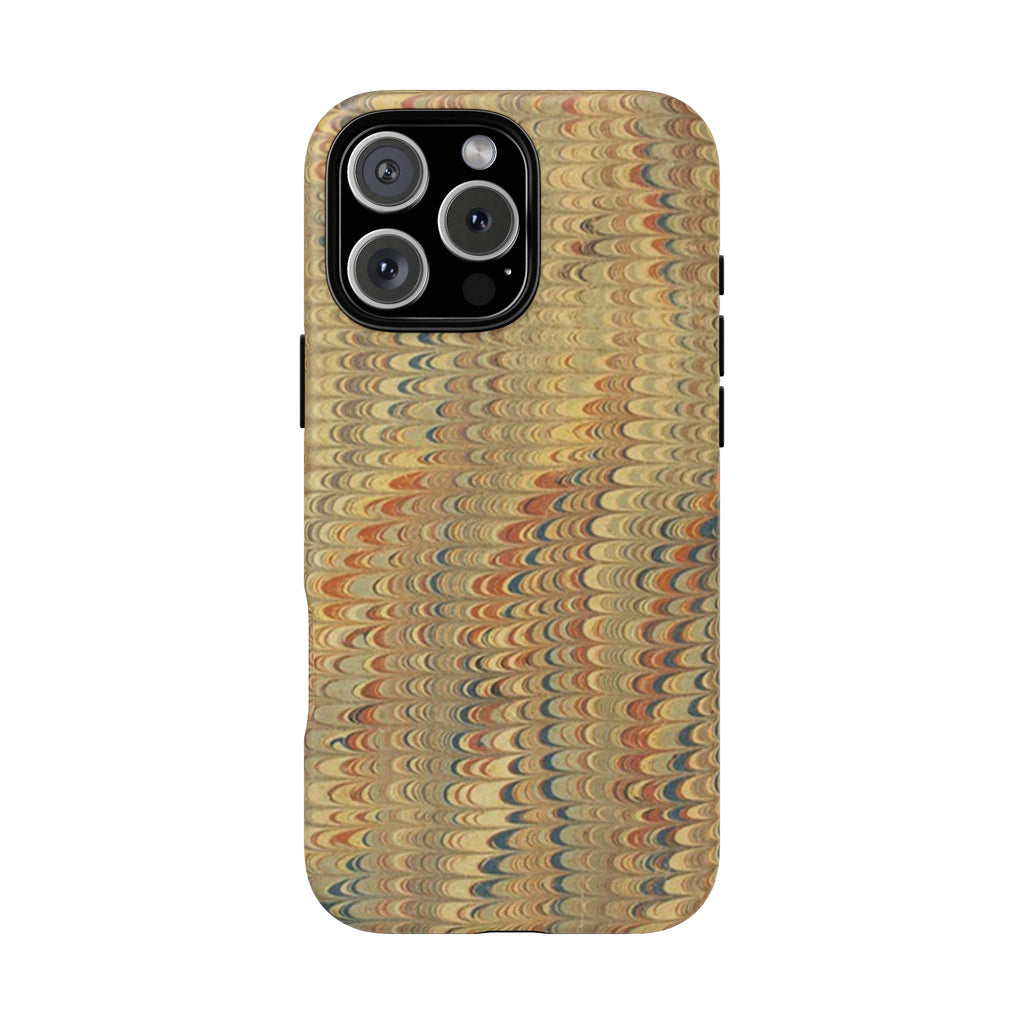 Beige and Blue Marbled Durable Phone Case - Dual Layer - Matte or Glossy