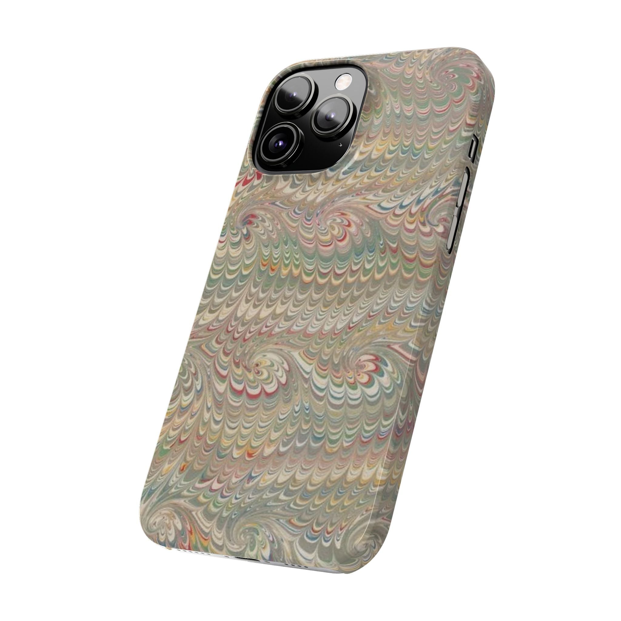 Beige Swirl Marbled Feather Phone Case
