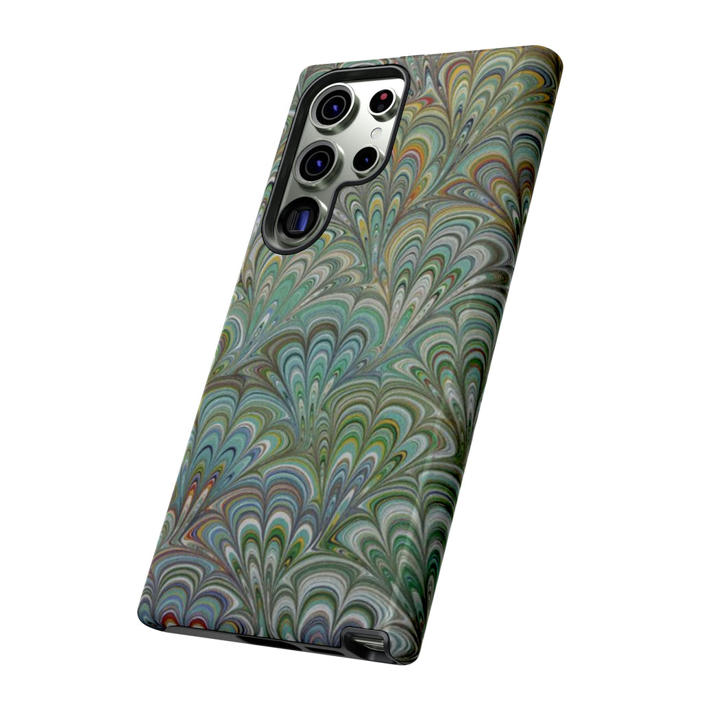 Green Marbled Peacock Durable Phone Case - Matte or Glossy