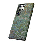 Green Marbled Peacock Durable Phone Case - Matte or Glossy