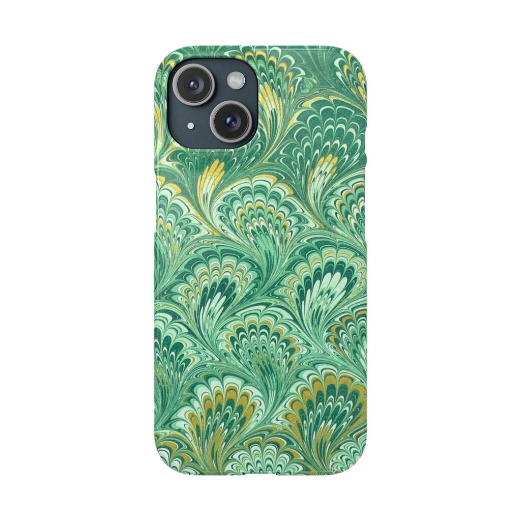 Marbled Feather Green Swirl - Single Layer Slim Phone Case