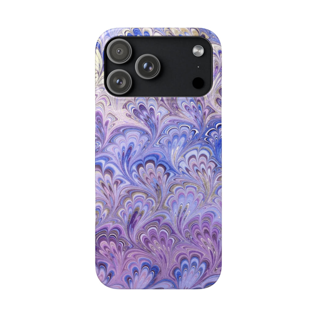 Marbled Feather Lavender + Purple Swirl - Single Layer Slim Phone Case