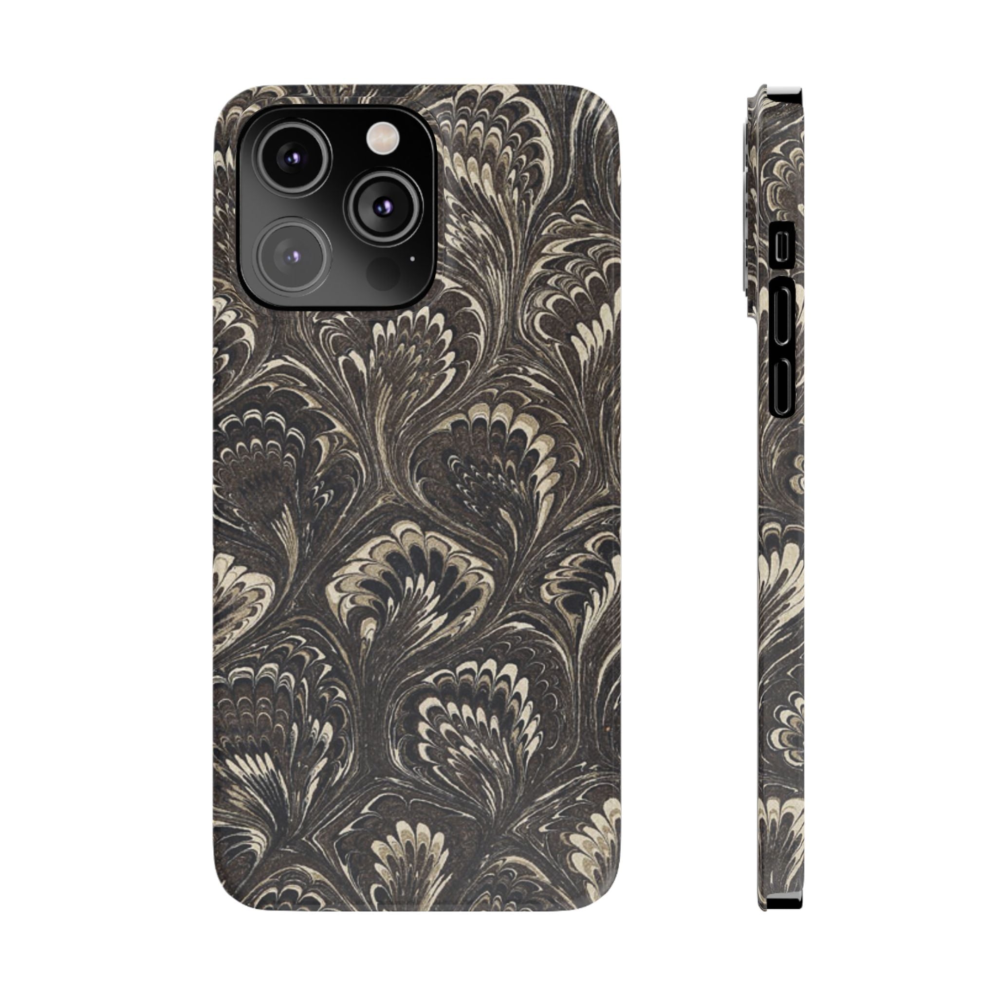 Black Italian Marble Design Slim iPhone 17 + all models Phone Cases