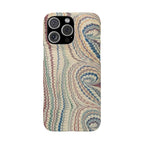 Italian Vintage Marbled Paper Design on iPhone Cases, Artistic Protection for Your Device in Elegant Beige, Blue, Burgundy