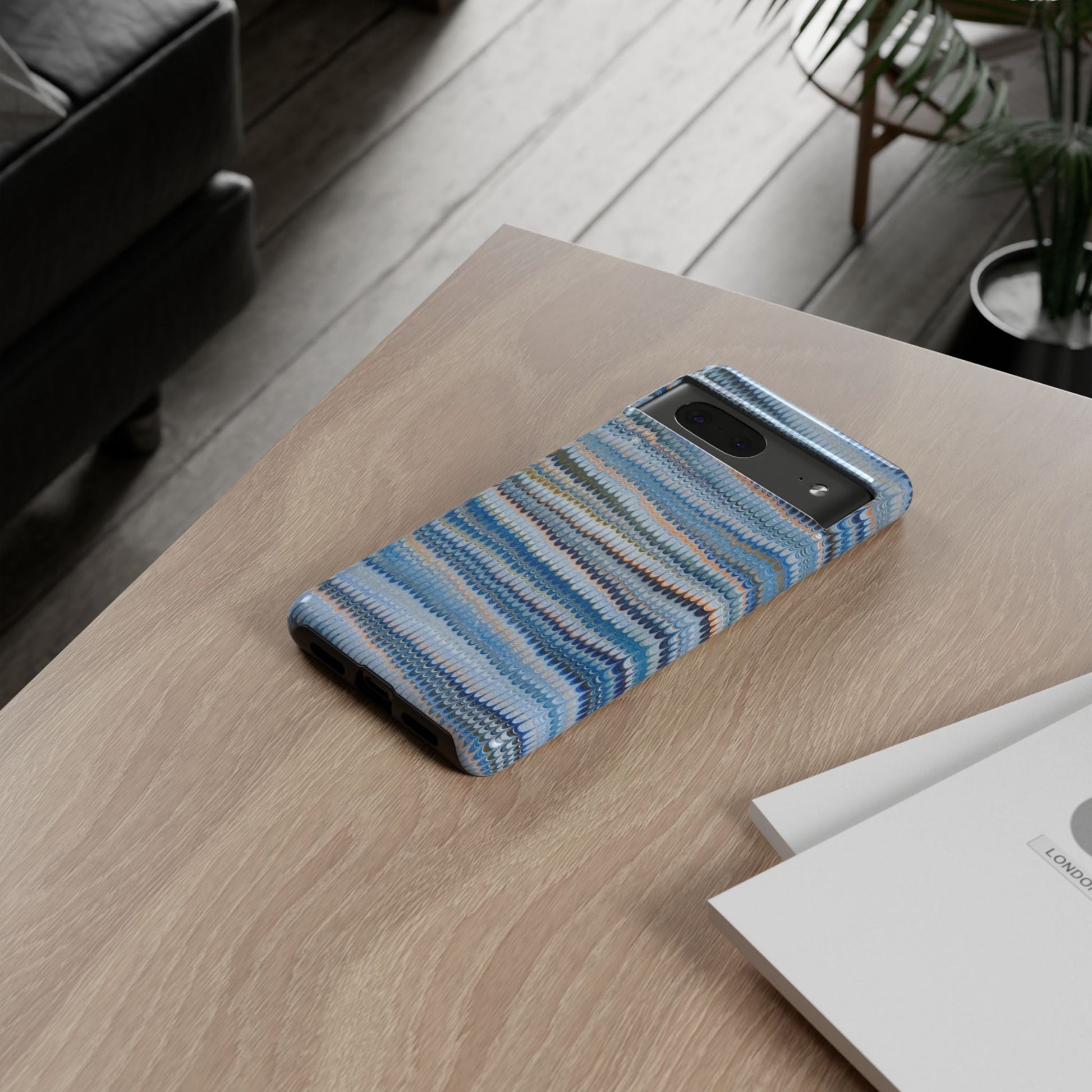 Blue Marbled Phone Cases iPhone 16 + Samsung + Apple + Google - all models, Vintage Marbled Design - Tough Cases