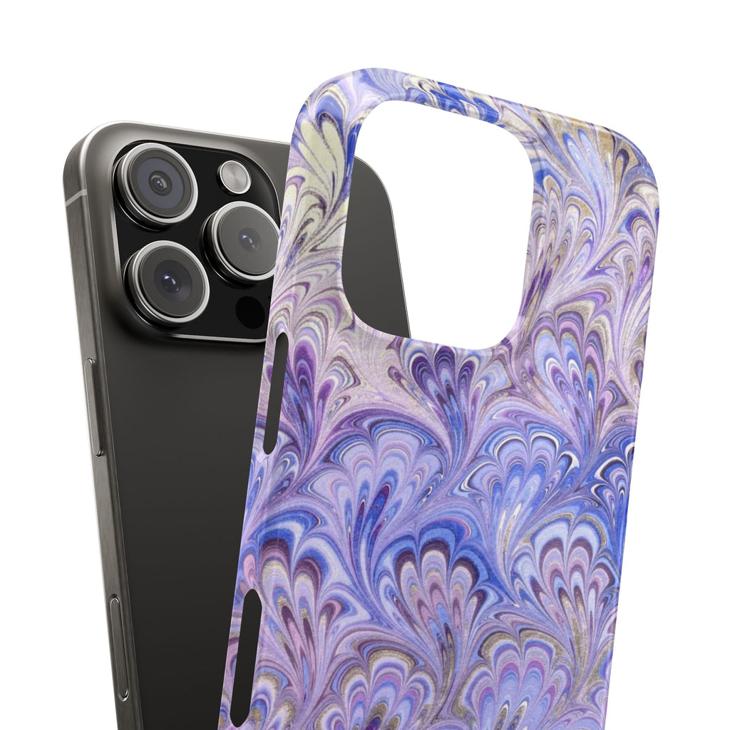 Marbled Feather Lavender + Purple Swirl - Single Layer Slim Phone Case
