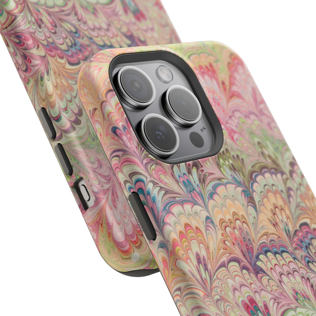 Marbled Pastel Pink and Green Impact-Resistant Phone Case for Apple + Samsung