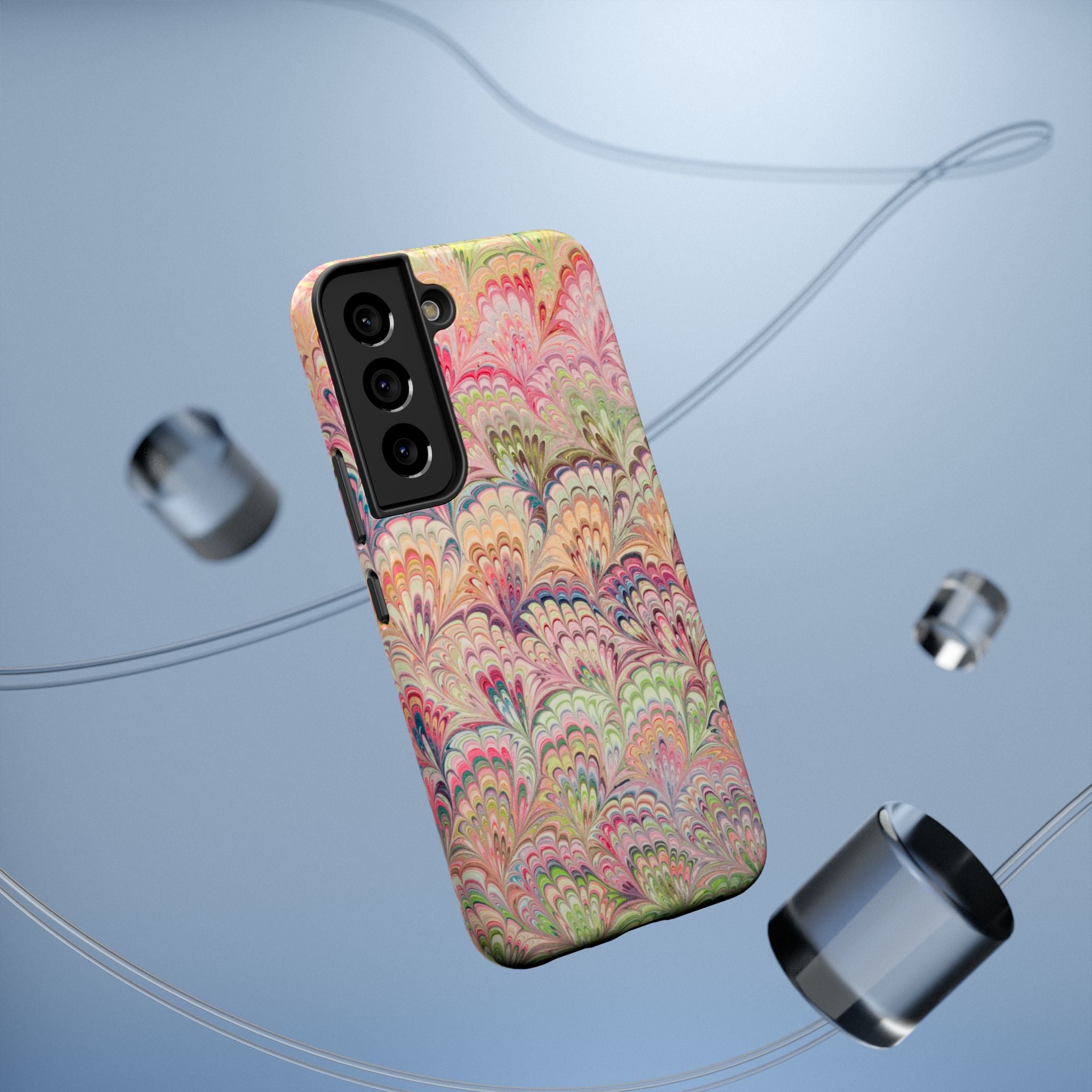 Marbled Pastel Pink and Green Impact-Resistant Phone Case for Apple + Samsung
