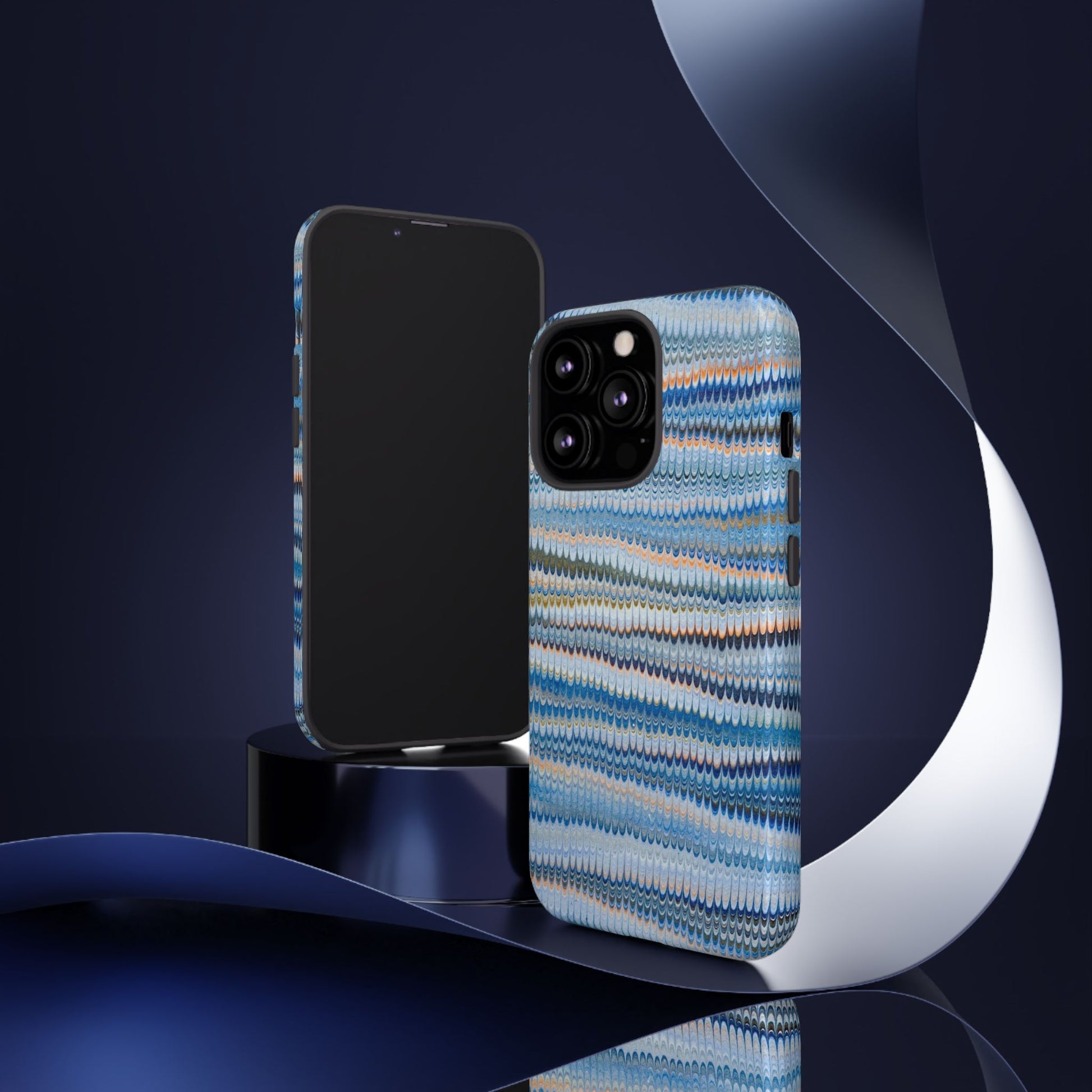 Blue Marbled Phone Cases iPhone 16 + Samsung + Apple + Google - all models, Vintage Marbled Design - Tough Cases