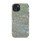 Green, Blue, + White Marbled Peacock - Dual Layer MAG SAFE Phone Case