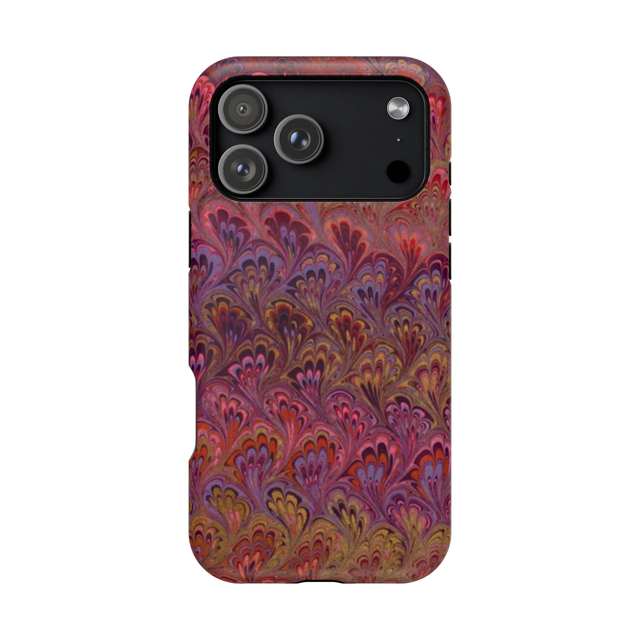 Red, Burgundy, Lavender Italian Peacock Feather Design Phone Case