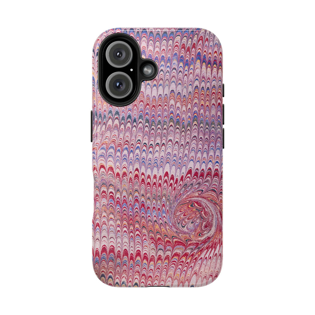 Pinks and Reds Vintage Marbled Feather Tough Phone Case - Dual Layer