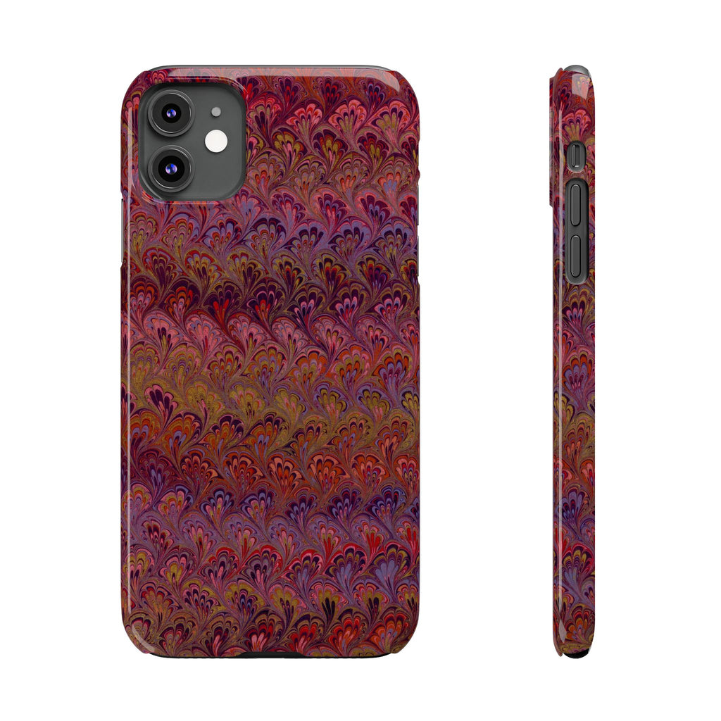 Reds, Lavenders, Marbled VIntage Design, Italian Feather Phone Case, Slim Phone Cases, IPHONE16 and all sizes