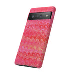 Pink and Gold Marbled Peacock Durable Phone Case - Olive Green and Brown - Matte or Glossy