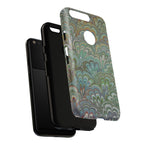 Green Marbled Peacock Durable Phone Case - Matte or Glossy