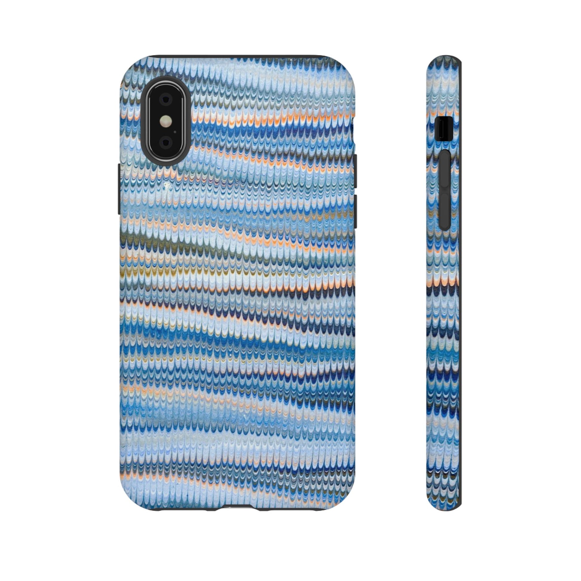 Blue Marbled Phone Cases iPhone 16 + Samsung + Apple + Google - all models, Vintage Marbled Design - Tough Cases